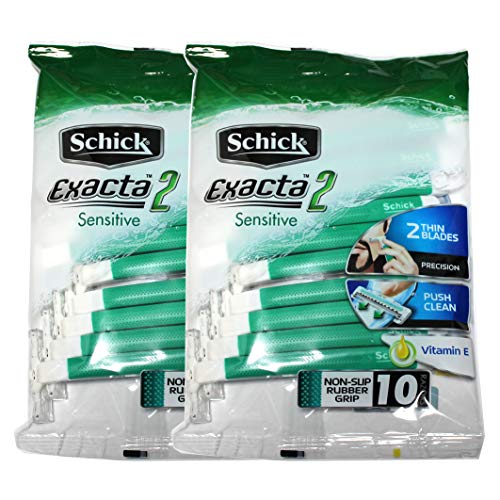 Schick Exacta2 Sensitive Disposable Razor, 10 Count(Pack of 2)